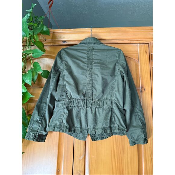 Talbots Petites 10P Olive Green Cotton Utility Jacket Safari Style Casual Blazer - Picture 5 of 11